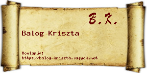 Balog Kriszta névjegykártya